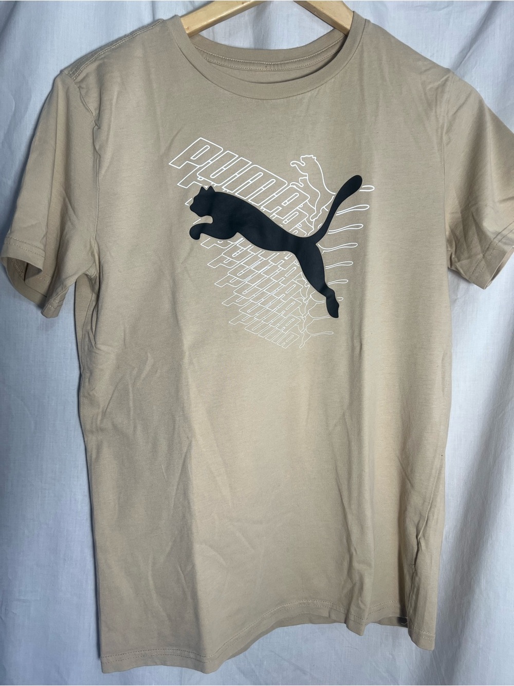 Puma Beige Crew Neck Logo Tee
